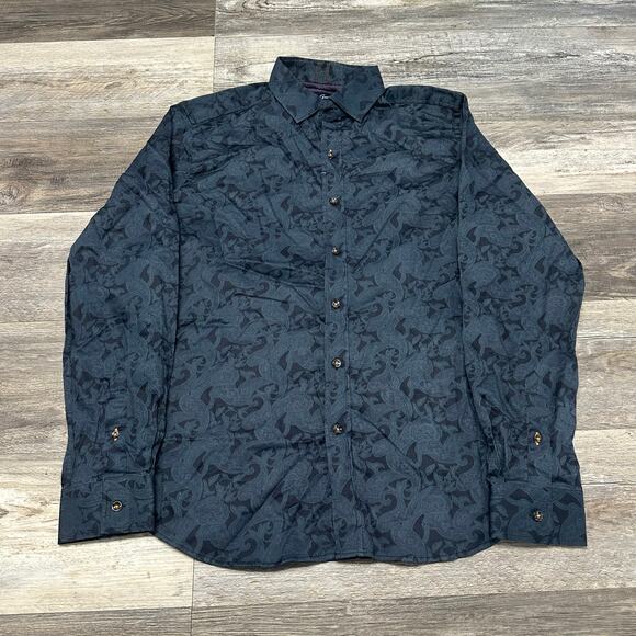 Robert Graham Modern Americana Tailored Fit Blue Large Paisley Button Up Shirt - Picture 1 of 9